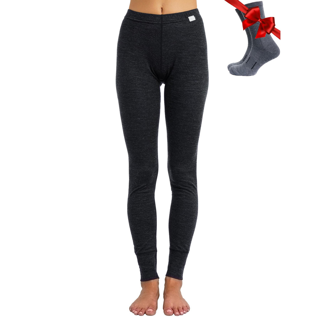 Merino Wolle Thermounterwäsche Damen - Merino Unterhose Damen Merino Leggings + Wollsocken S 165 Hea