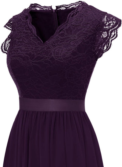 Dressystar Damen Ballkleid Maxi Lang Abendkleider Elegant für Hochzeit Spitzen Cocktailkeid S Band_g