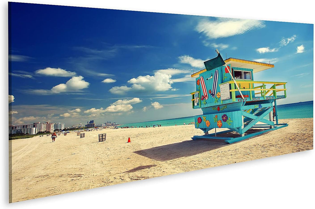 islandburner Bild auf Leinwand South Beach In Miami Florida Buntes Häuschen Bilder Wandbilder Poster