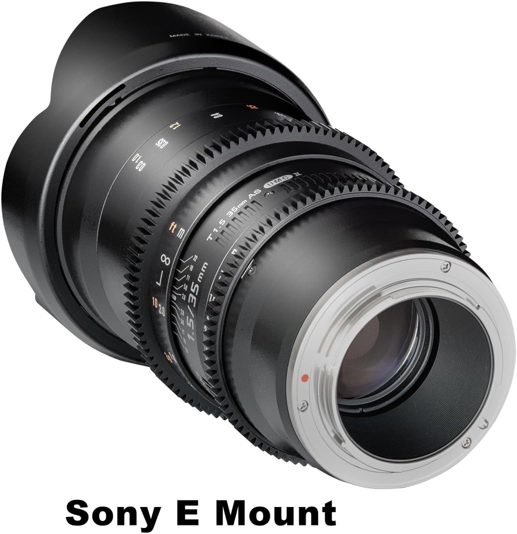 Samyang 7811 35/1,5 Objektiv Video DSLR II Sony E manueller Fokus Videoobjektiv 0,8 Zahnkranz Gear,