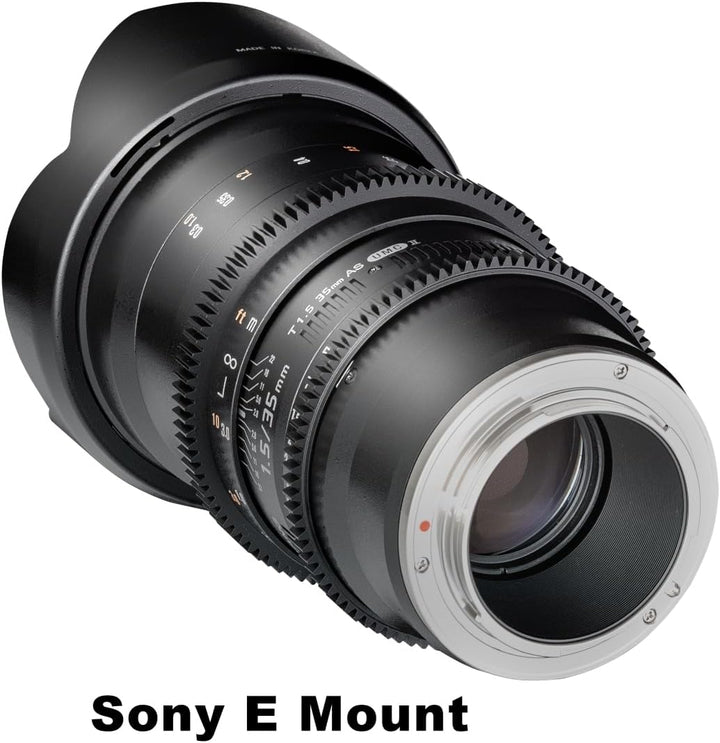 Samyang 7811 35/1,5 Objektiv Video DSLR II Sony E manueller Fokus Videoobjektiv 0,8 Zahnkranz Gear,