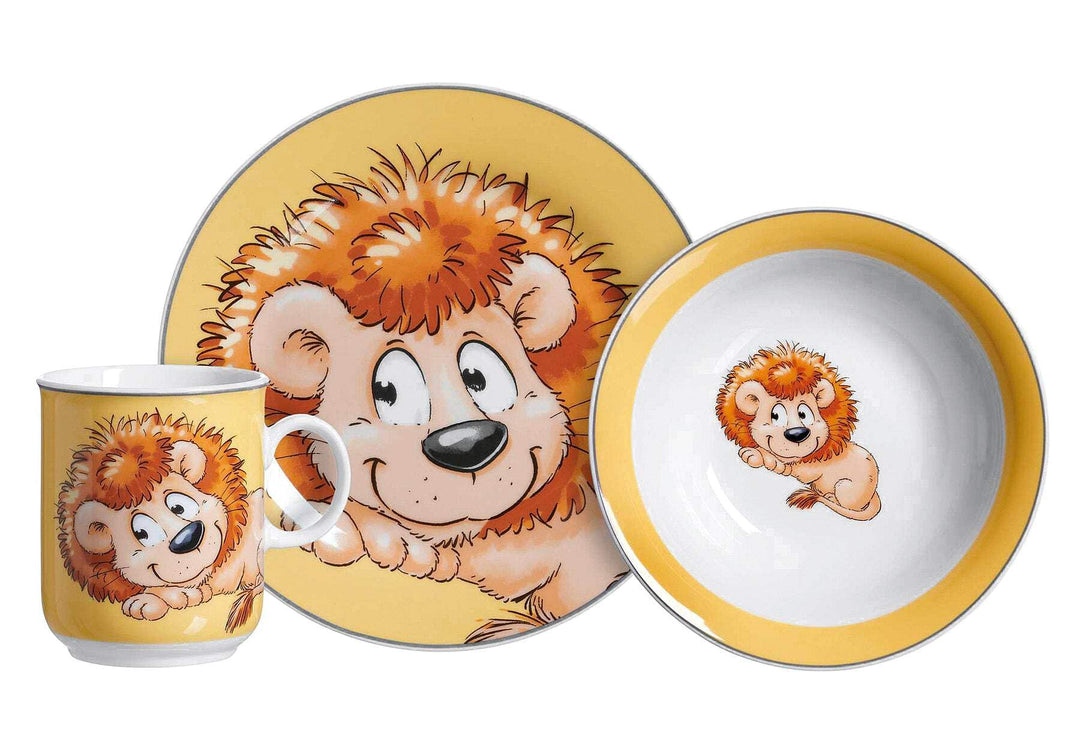 Flirt by R&B Kindergeschirr Happy Zoo Löwe, gelb/orange, 3-teilig (1 Set)