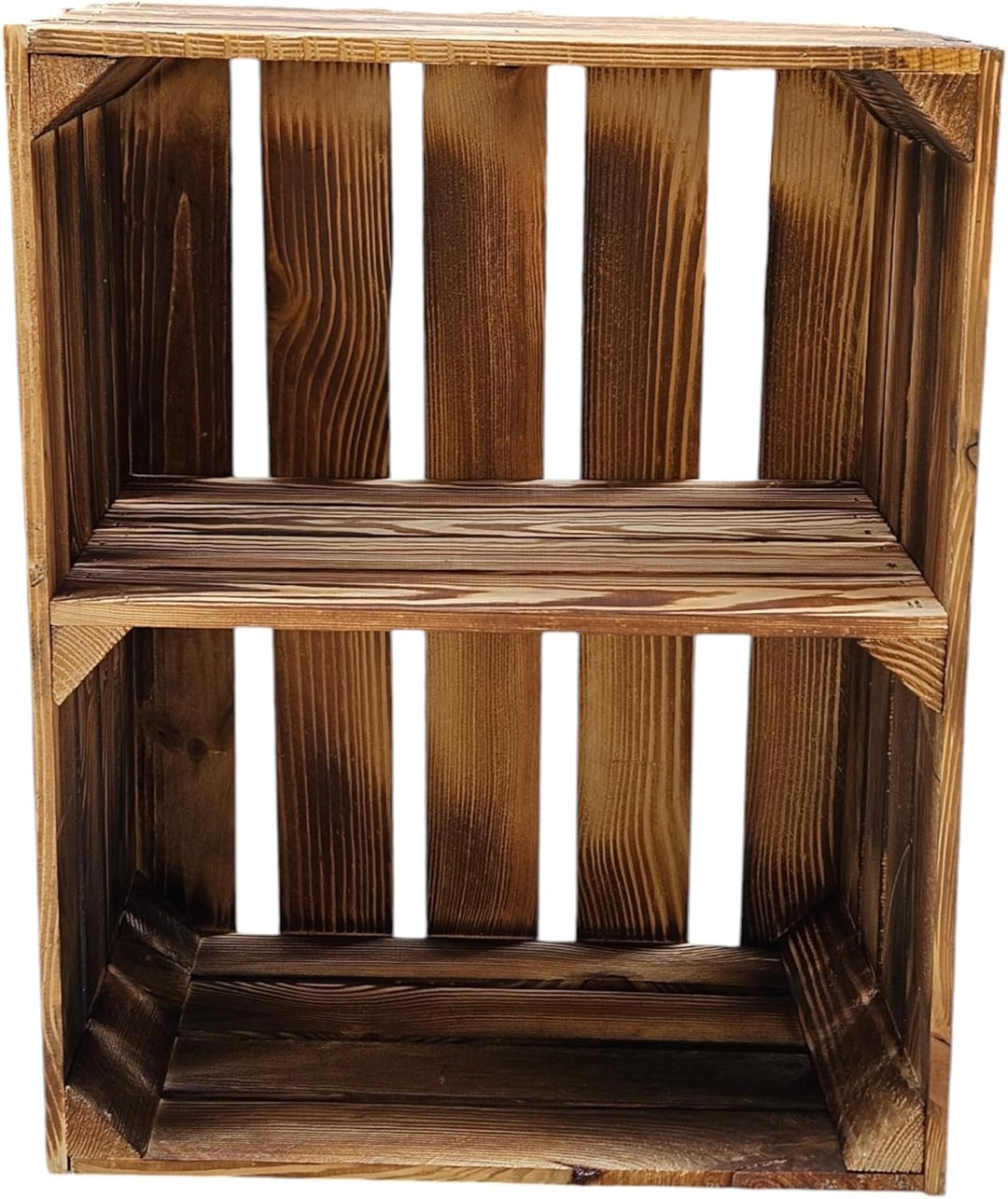 Geflammte Holzkisten Weinkisten Obstkisten mit Mittelbrett/Zwischenbrett Ablage für Aufbwahrung Schu