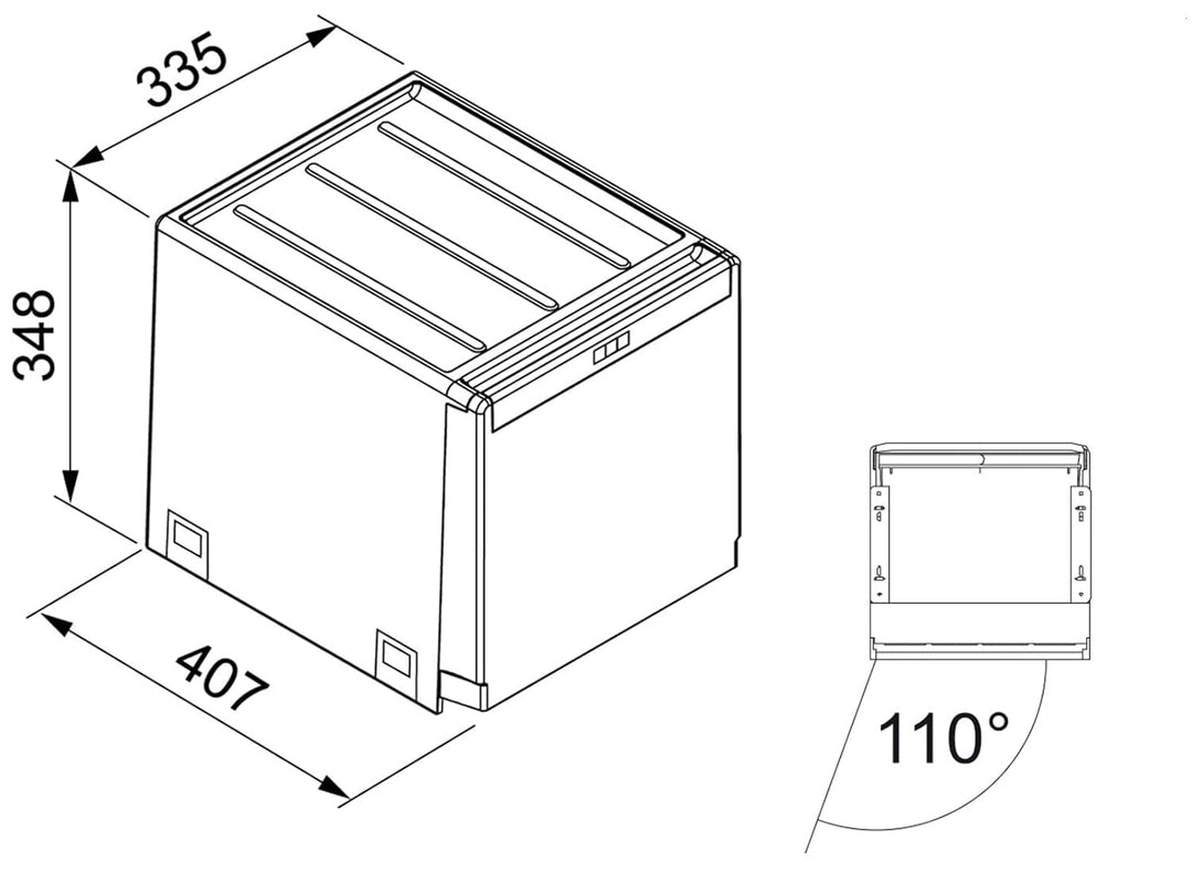 Franke Cube 40 Handauszug 3-fach Mülltrennung / Abfallsammler 1x 14 Liter + 2x 7 Liter