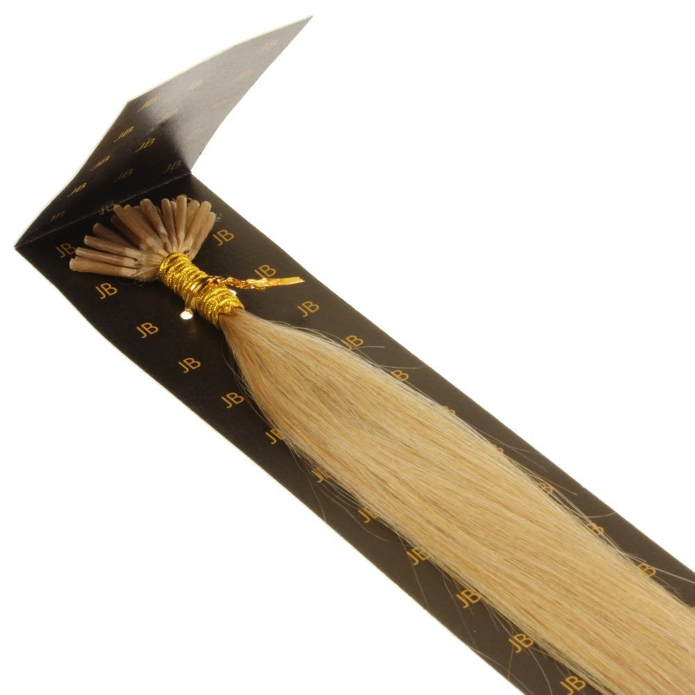 hair2heart 200 x Microring I-Tip Extensions aus Echthaar, 60cm, 1g Strähnen, glatt - Farbe 18 haseln