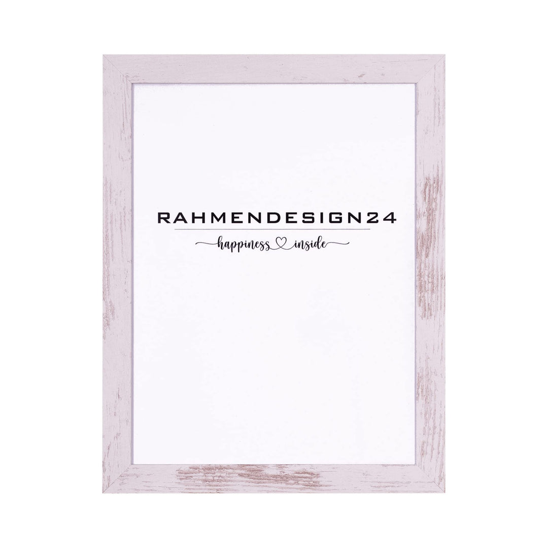 Rahmendesign24 Bilderrahmen Milano 50x75 Weiss vintage Fotorahmen, Wechselrahmen, Posterrahmen, Puzz
