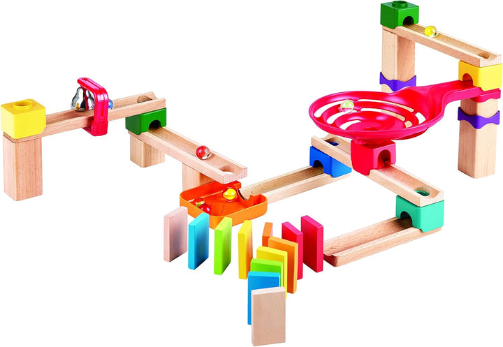 Hape Erlebnis Murmelbahn mit Domino, Kugelbahn aus Holz, Konstruktionsspielzeug, ab 3 Jahren