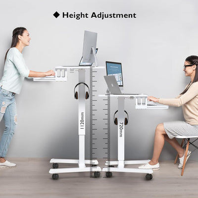 BONTEC Schreibtisch Höhenverstellbar mit Tastaturablage, mobiles Podium, Computer-Workstation bis zu