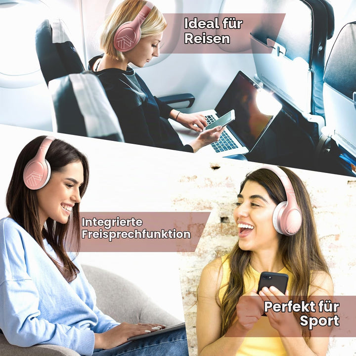 PowerLocus Bluetooth Kopfhörer Over Ear, Kopfhörer Kabellos mit 3-EQ modi, 60std. Spielzeit, Hi-Fi-S