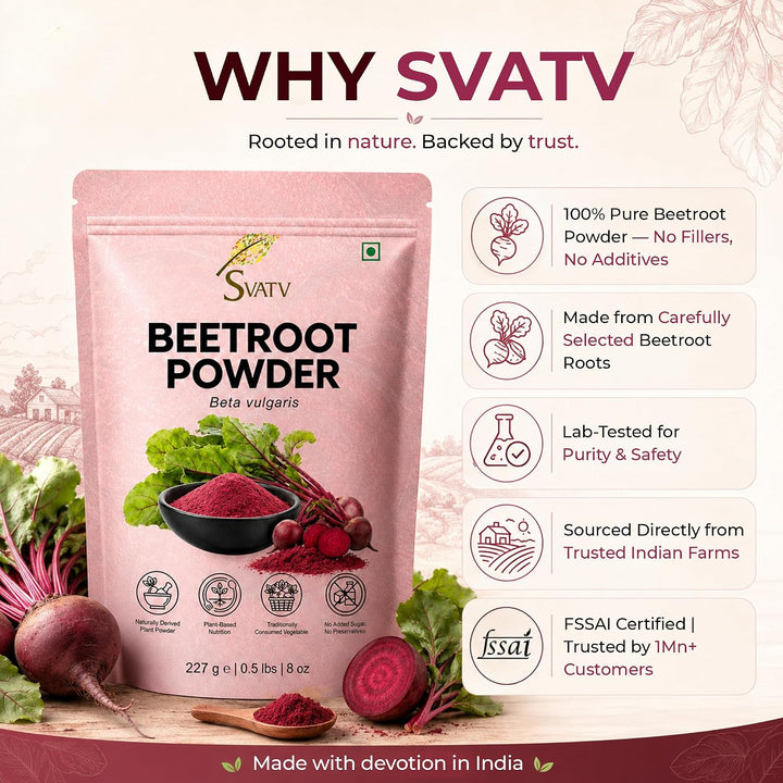 SVATV Rote-Bete-Pulver | Spendet trockener Haut Feuchtigkeit | Hautaufhellung | Natürlicher Stickoxi