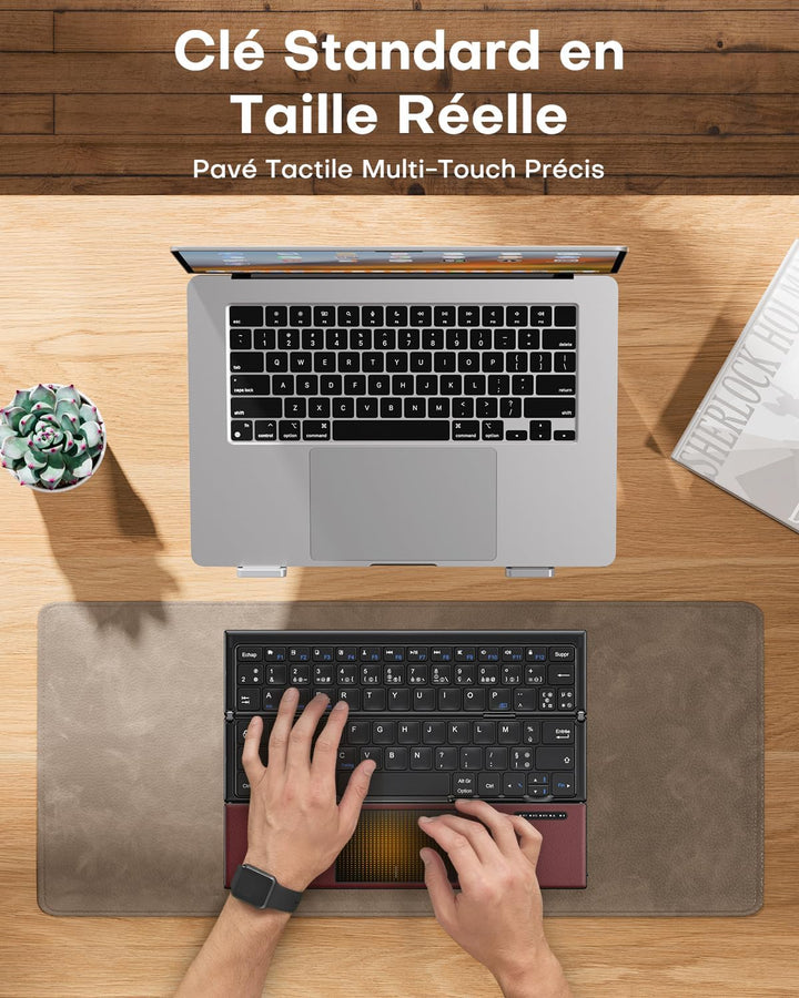 OMOTON Faltbare Bluetooth Tastatur mit Touchpad, Tragbare Kabellose Tastatur Mini Reise mit 3 Blueto