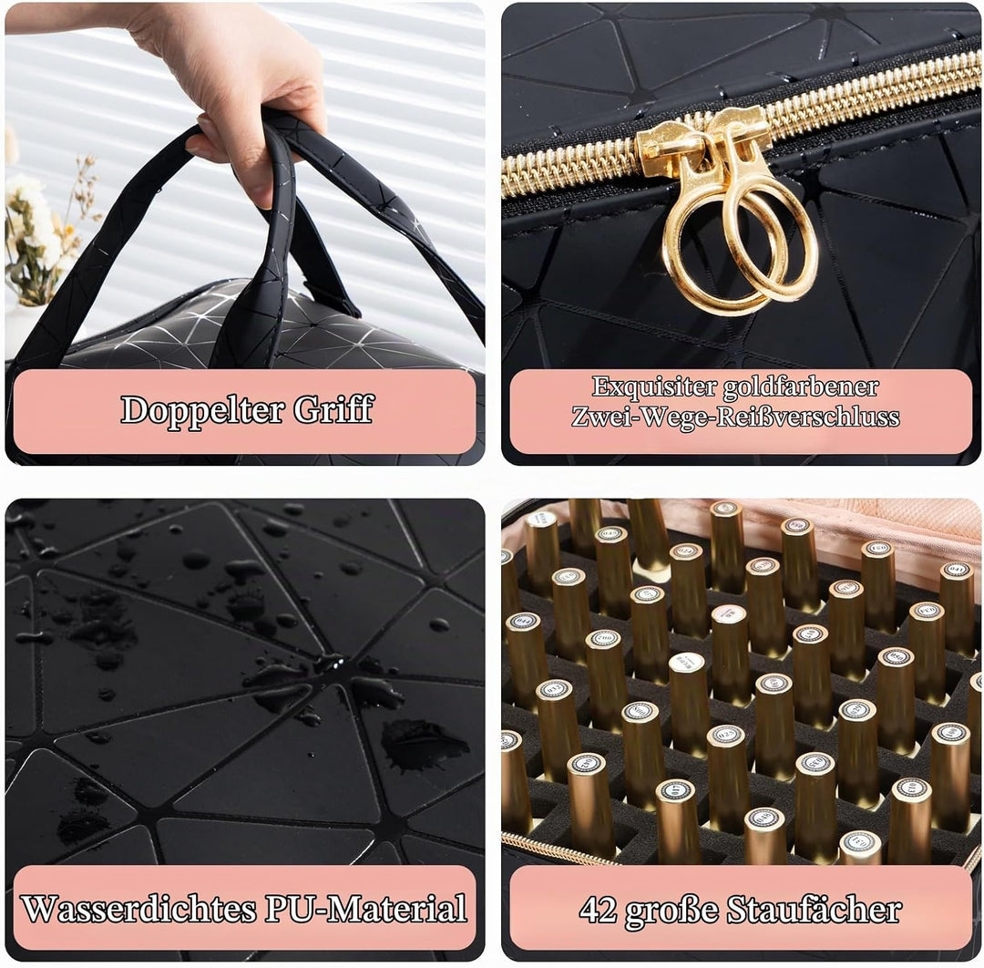 Uross Nagellack Organizer für 54 Nagellackflaschen und 1 LED-Nagellampe, Nagellack Aufbewahrung Tasc