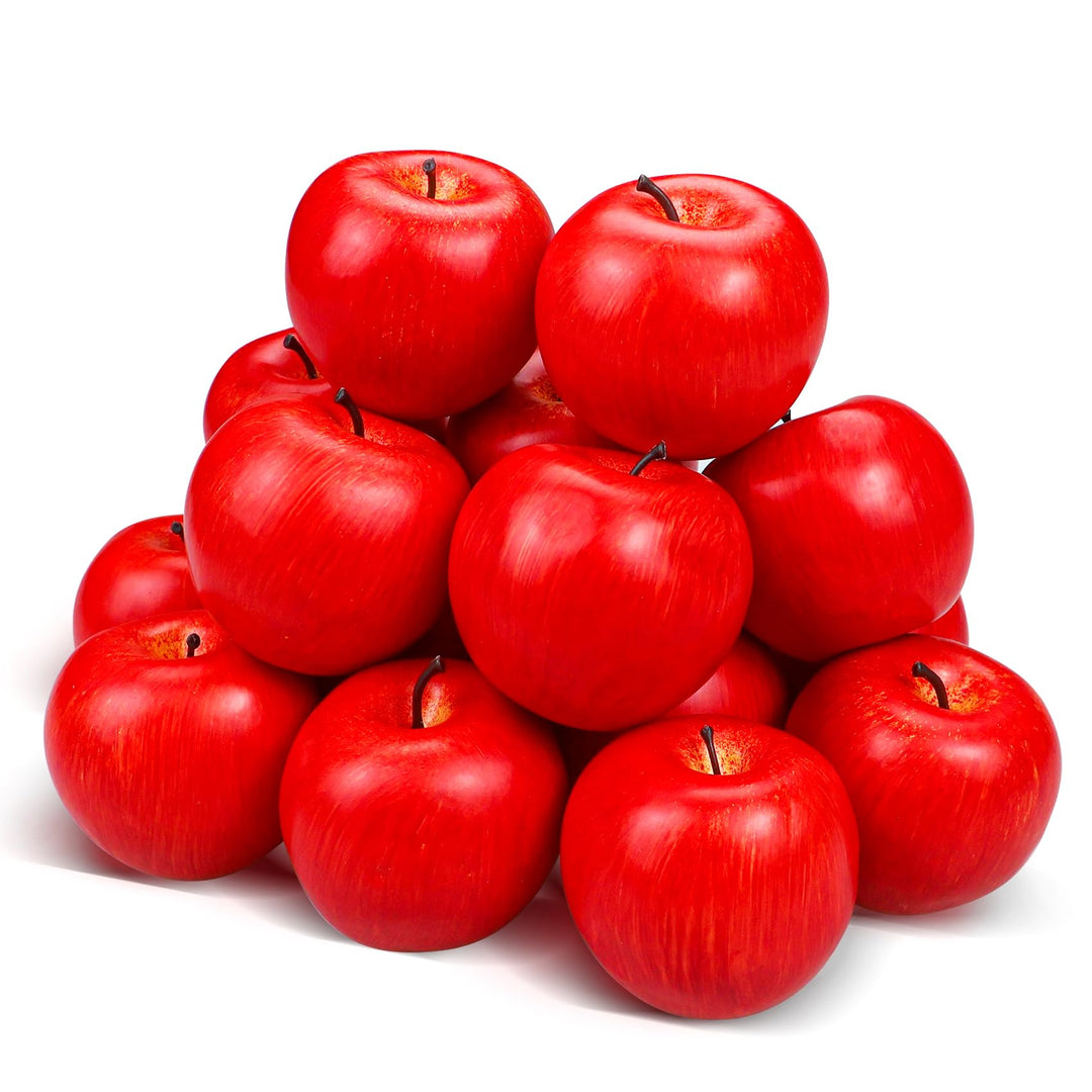 Lorigun 20 Pcs Fake Äpfel künstliche Früchte Faux rote Äpfel für Haus Dekoration Weihnachten Party l