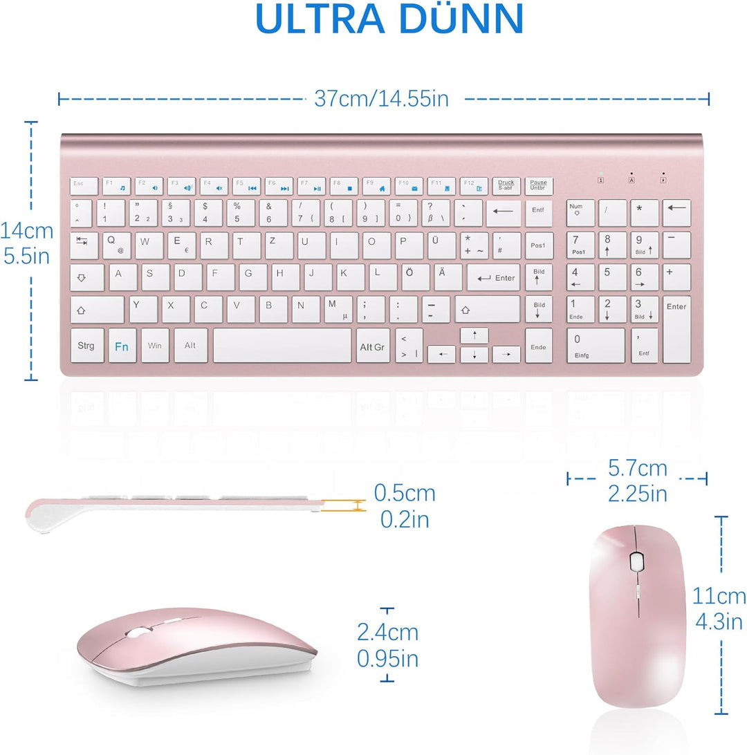 Tastatur Maus Set Ultra Slim, TopMate 2,4G Stille Compact USB 2400DPI Maus und Schissschalter Tastat