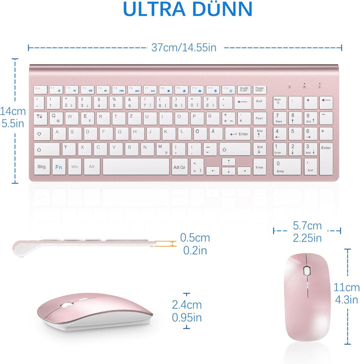 Tastatur Maus Set Ultra Slim, TopMate 2,4G Stille Compact USB 2400DPI Maus und Schissschalter Tastat