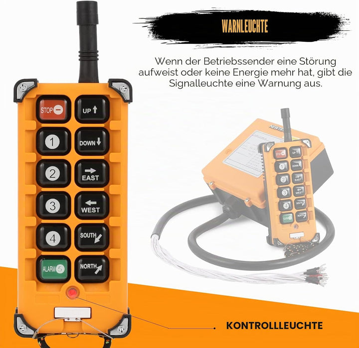 NEWTRY Drahtlose Kranfernbedienung Hohe Qualität Sender und Empfänger für Industriehebezeug, Laufkra