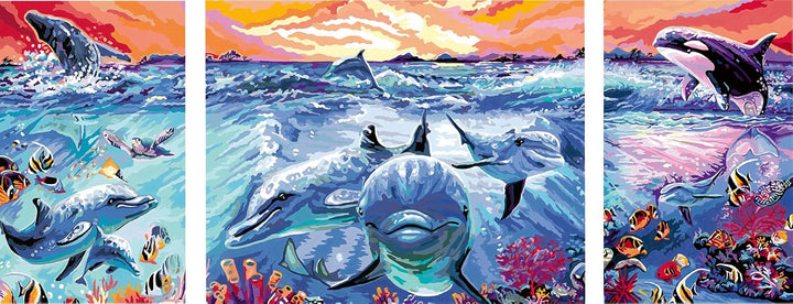 Ravensburger CreArt 23577 - Farbenfrohe Unterwasserwelt - Triptychon Malen nach Zahlen Erwachsene, D