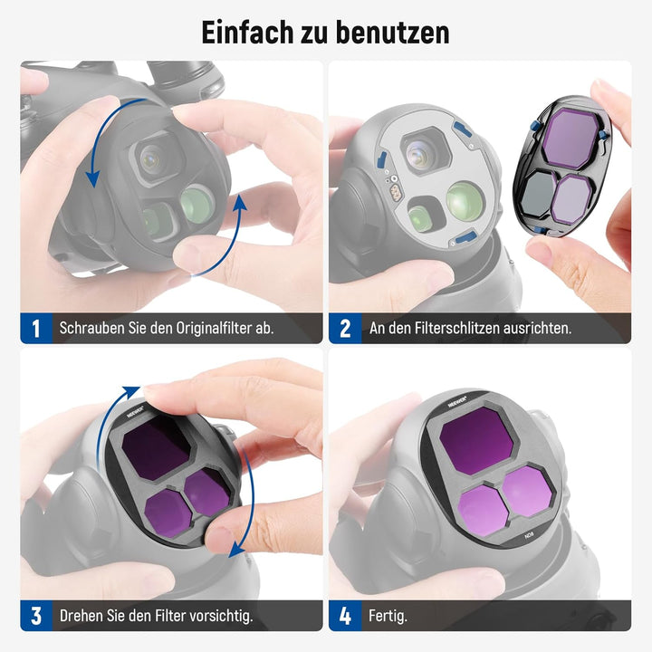 NEEWER ND Filter Set Kompatibel mit DJI Mavic 4 Pro (ND8/ND16/ND32/ND64), 4er Pack, mehrfach beschic