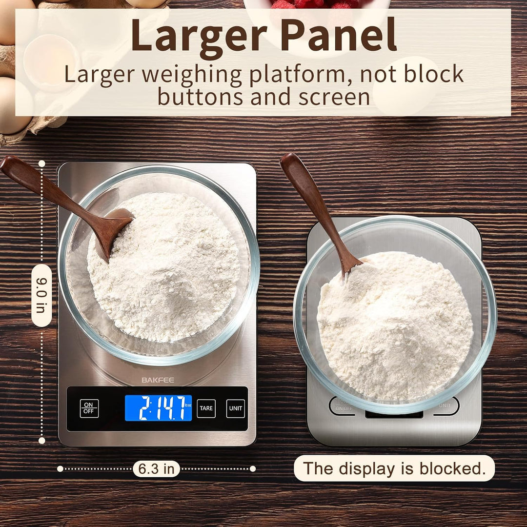 Digitale Küchenwaage mit gehärtetem Glas und Edelstahl-Oberfläche, 1 g / 0,1 oz Lebensmittelwaage mi