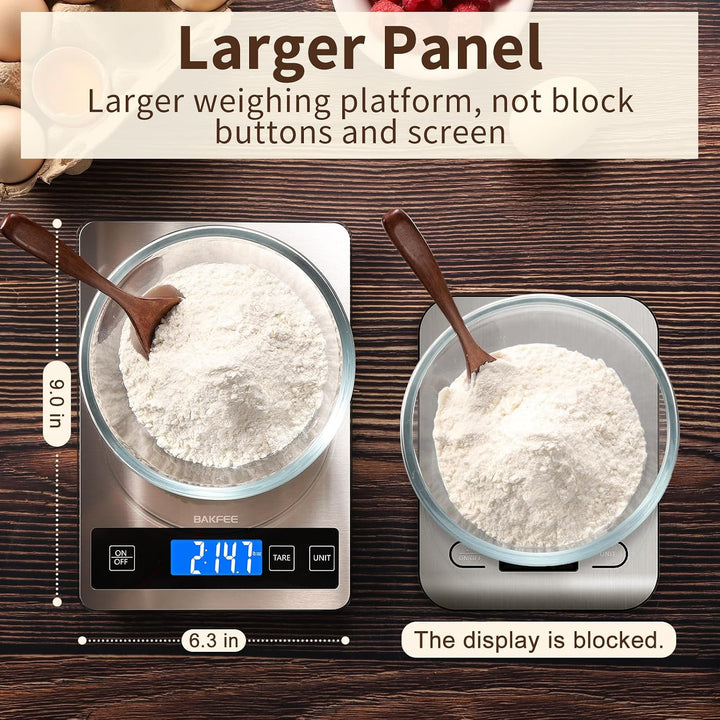 Digitale Küchenwaage mit gehärtetem Glas und Edelstahl-Oberfläche, 1 g / 0,1 oz Lebensmittelwaage mi