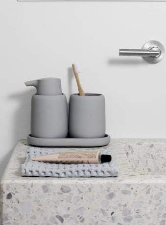 blomus -SONO- WC-Bürste aus Keramik / Kunststoff, Microchip, WC-Garnitur, Soft-Touch, hygienisch, fr