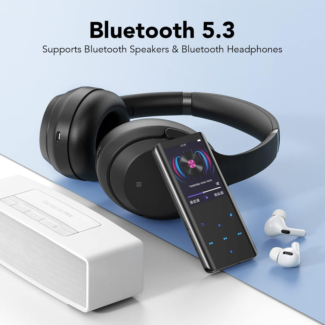 MP3 Player, 32GB Bluetooth 5.0 MP3 Player mit Kopfhörer, MP3 Player Kinder FM Radio Voice Recorder 2