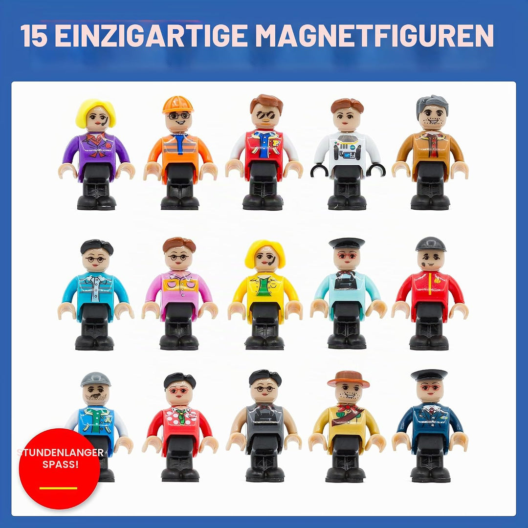 Playmags Magnetic Figures Community Figures Set von 15 - Spielleute Perfekt für Magnetfliesen - Mint