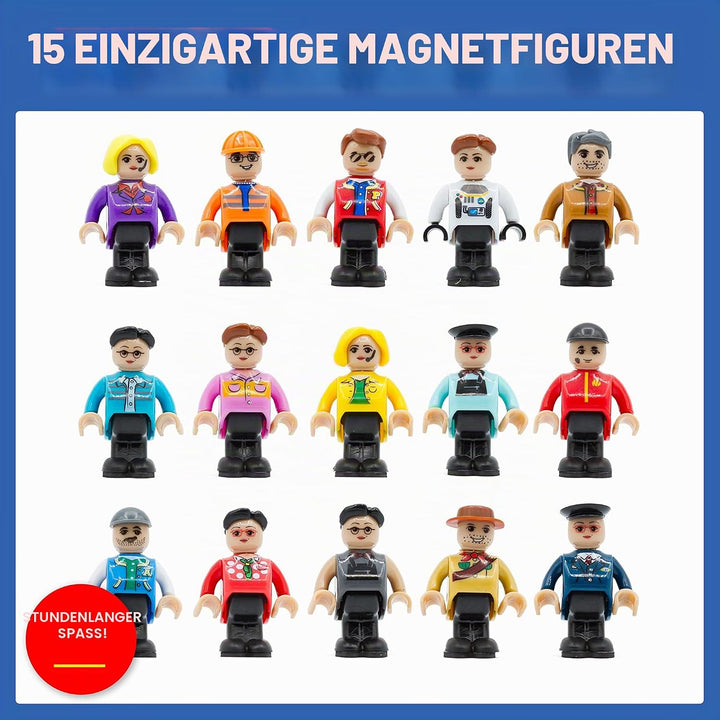 Playmags Magnetic Figures Community Figures Set von 15 - Spielleute Perfekt für Magnetfliesen - Mint