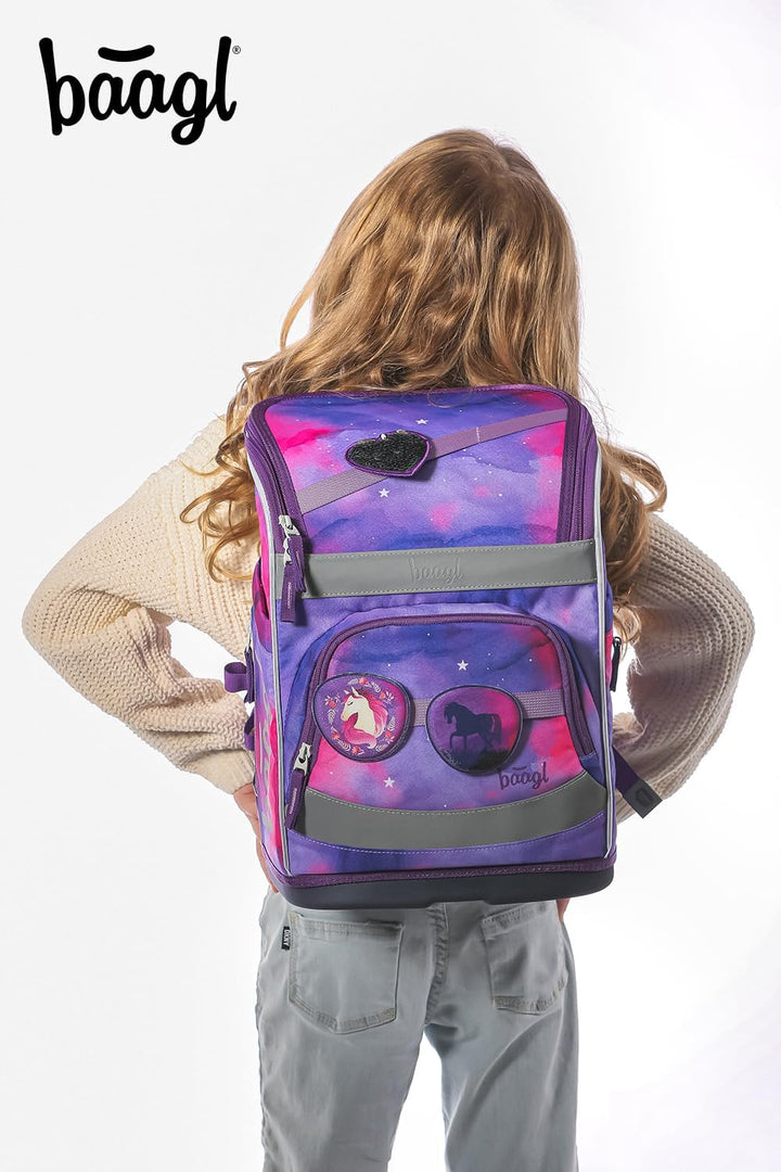 Baagl Schulranzen Jungen Mädchen Set 5 Teilig (Zippy Schultasche für 1. Klasse, Mäppchen, Turnbeutel