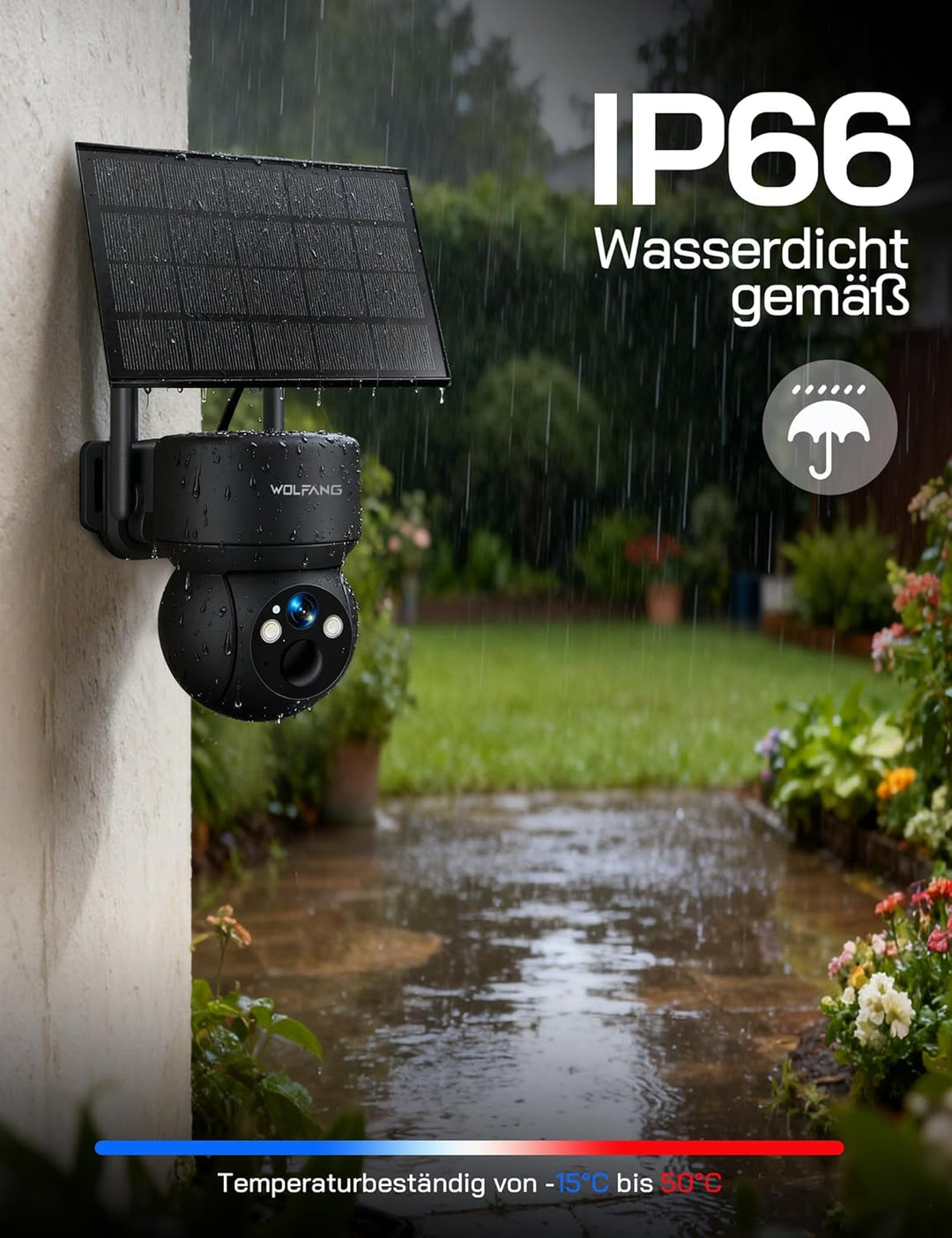 WOLFANG Wildkamera 4G LTE Mobilfunkkamera Solarbetrieben mit 2,5K View Live Video, Pan 355° Neigung