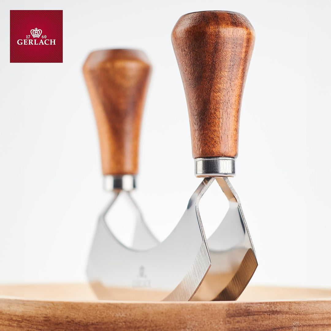 Gerlach Natur Kräutermesser mit Schneidebrett aus Holz Küchen-Gadget mit Holzbrett, Braun