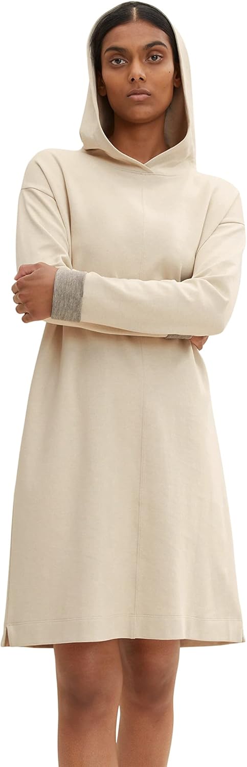 TOM TAILOR Damen Kleid mit Kapuze, 28130 - Soft Buttercream