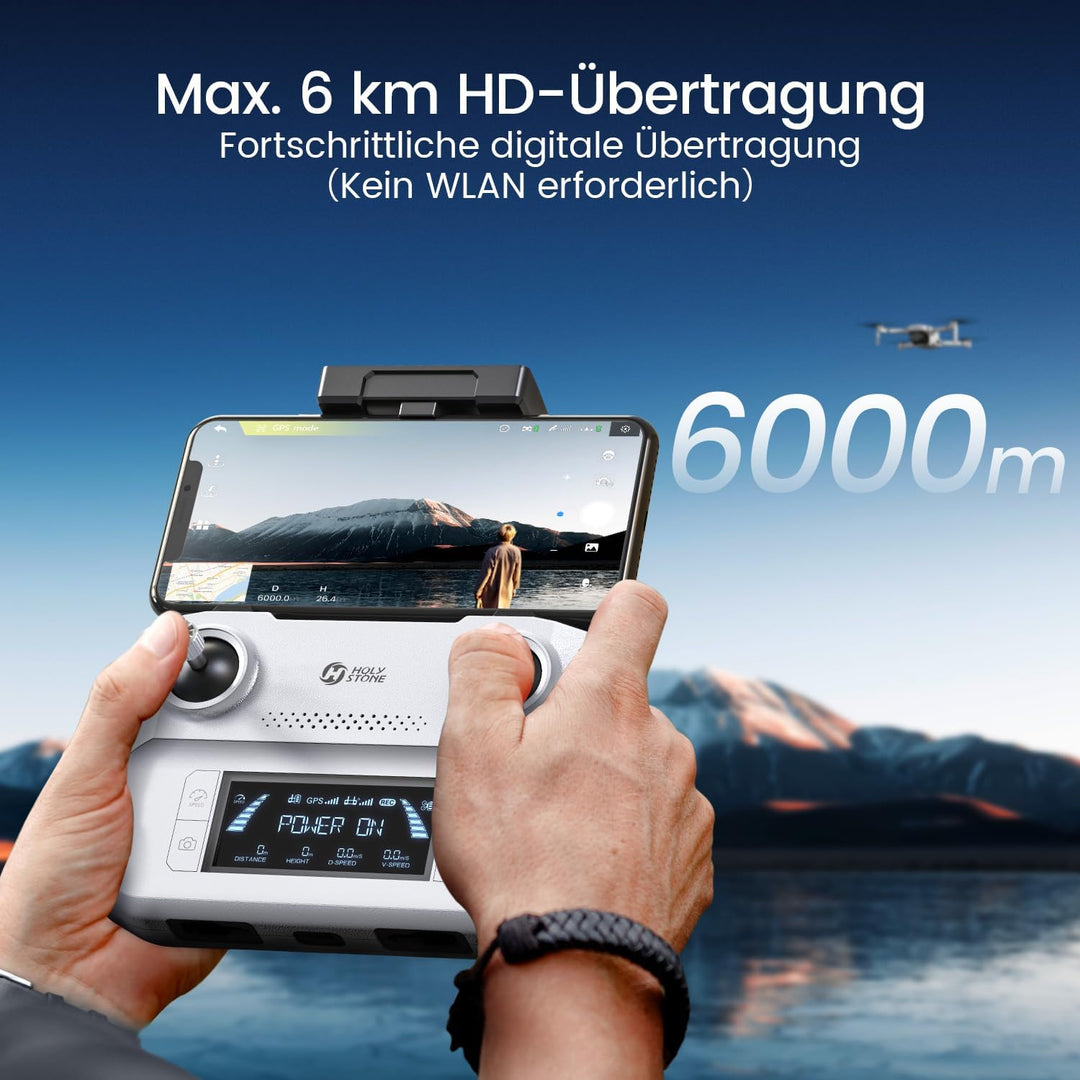 Holy Stone HS360D GPS Drohne mit 4K Kamera für Erwachsene, 5GHz FPV Übertragung bis 6KM, 80 Min. Flu