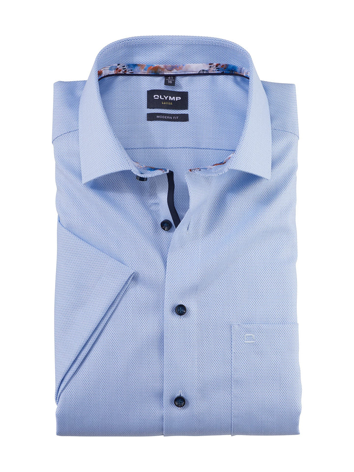 OLYMP Herren Businesshemd Kurzarm Luxor,Einfarbig,modern fit,Global Kent 41 Bleu 11, 41 Bleu 11