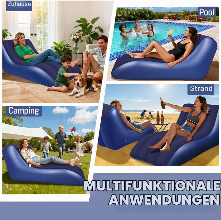 Luxfero Aufblasbares Sofa für Camping, Aufblasbarer Sessel mit Beflockter Oberfläche, Bequemes Lufts