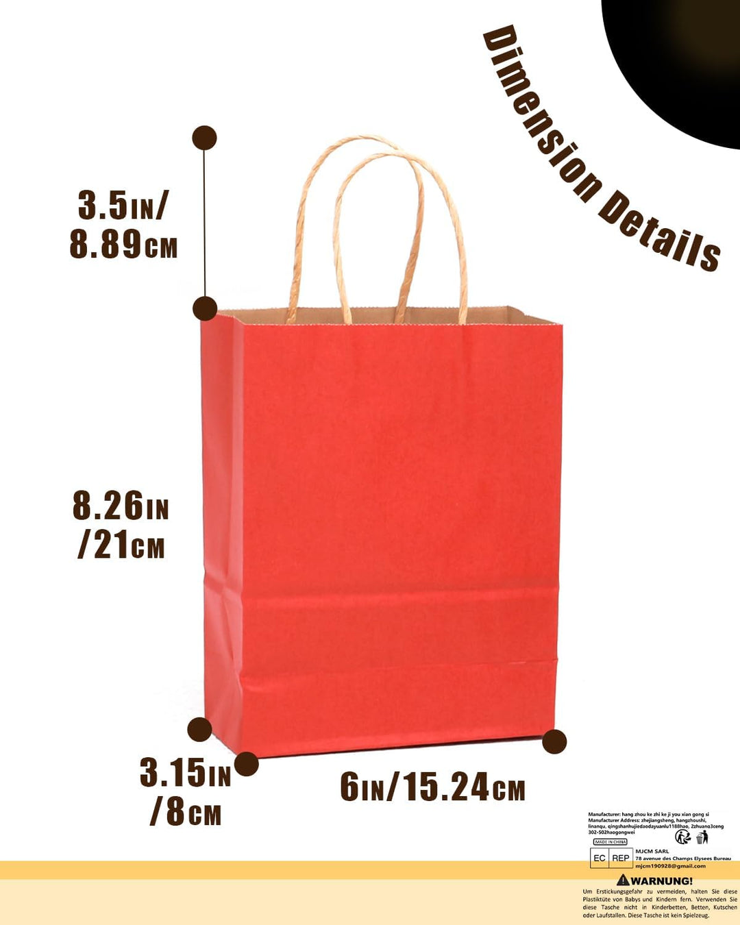 Gcardist 32Pcs Kraft Taschen Taschen mit Griffen 21x15x8cm Kleine Geschenk Party Taschen Rot Shoppin