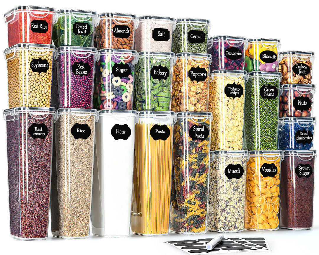Vorratsdosen mit deckel luftdicht 25er Set: Aufbewahrungsbox Küche für Mehl Müsli Zucker Spaghetti N