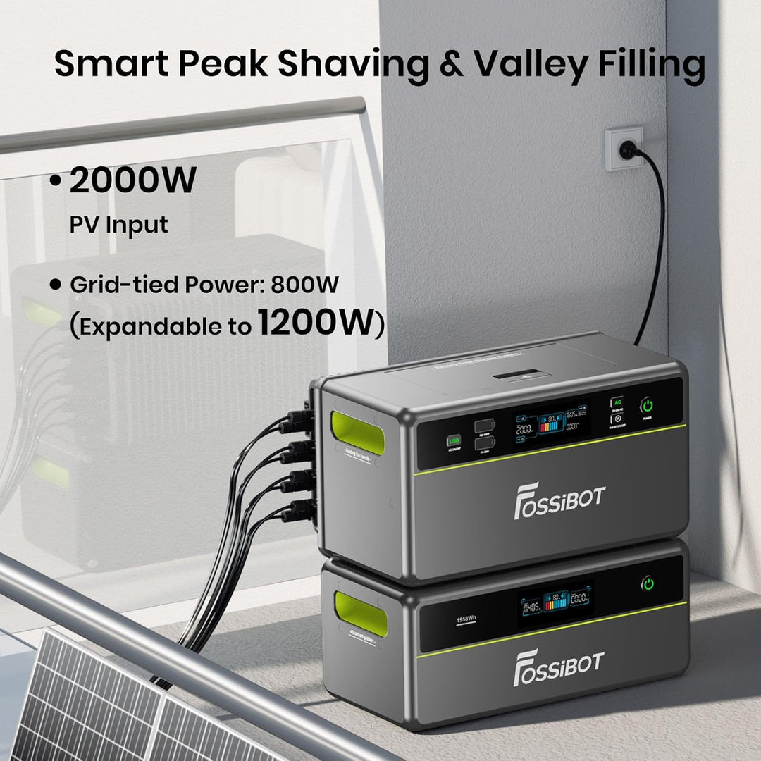 FOSSiBOT FBP1200, Balkonkraftwerk mit Speicher, 1,98kWh LFP Akku, MPPT 2000W Solareingang, All-in-On