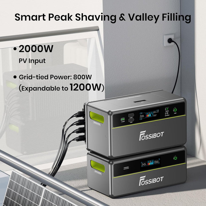 FOSSiBOT FBP1200, Balkonkraftwerk mit Speicher, 1,98kWh LFP Akku, MPPT 2000W Solareingang, All-in-On