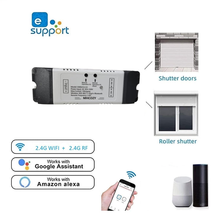 MHCOZY 2 Kanal WiFi RF Wireless Switch Relais, Inching Selbstsperrender Interlock Modus, Ewelink App