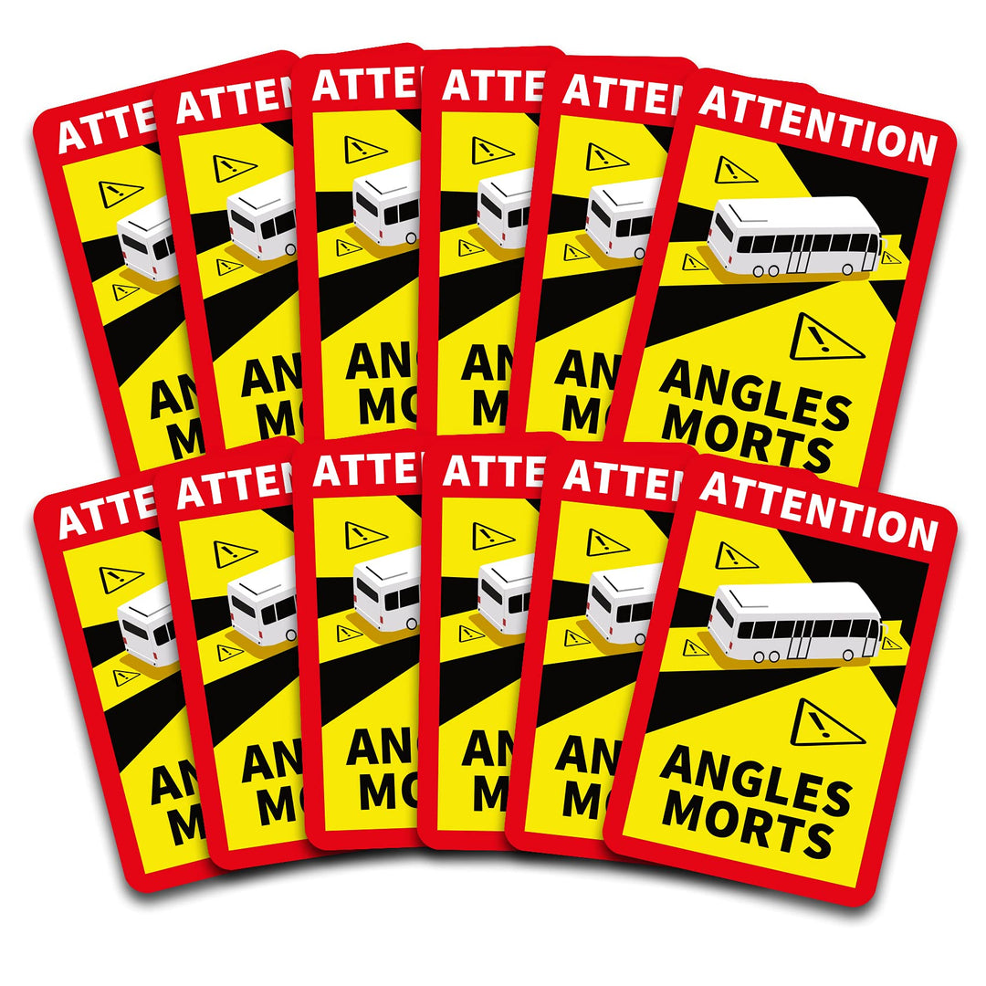 Attention Angles Morts Aufkleber je 25x17cm für Fahrzeuge Pflicht ab 3,5 t in Frankreich Warnung Tot