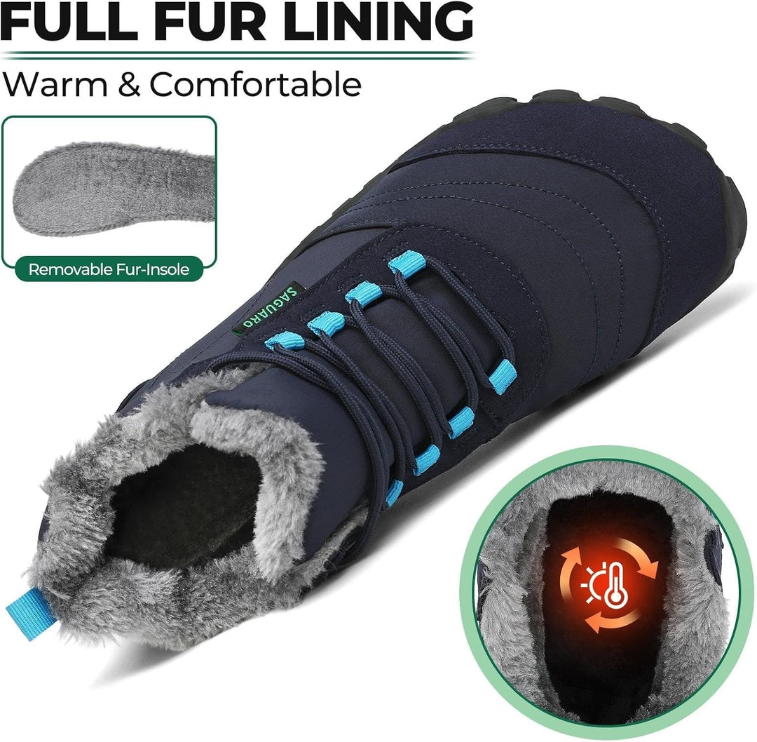 SAGUARO Barfussschuhe Winter Warm Wasserdicht Gefüttert Winterschuhe für Damen Herren Gr.36-46 39 EU