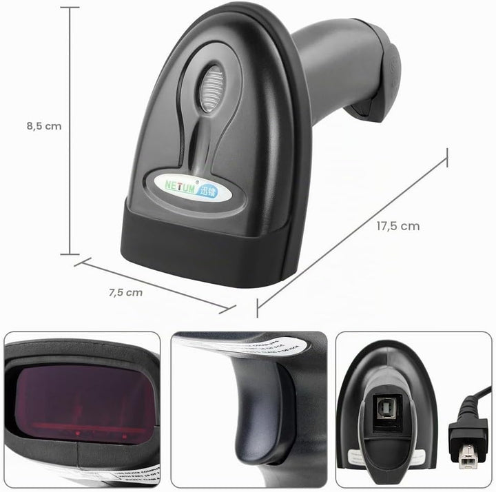 NETUM Wireless Barcode Scanner 2 in 1 2.4G Wireless & USB Wired 1D Laser Barcode Reader Handheld Bar