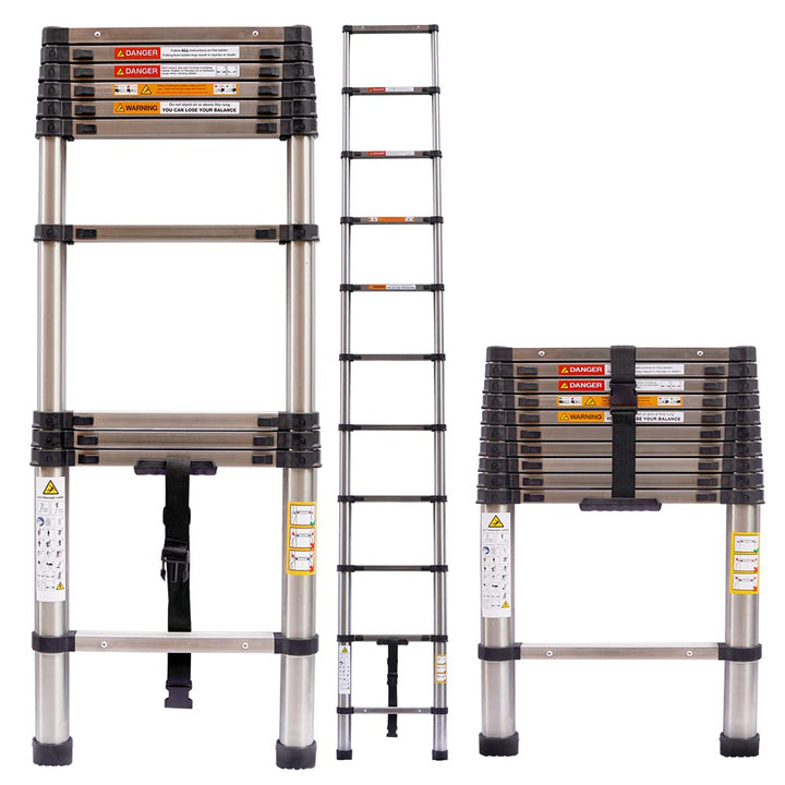 Teleskopleiter 3,2M, Klappleiter, Edelstahl, Leiter max. 150 kg,von Wohnmobilen, Gartenarbeiten, Rep