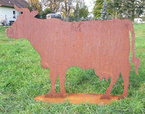Kuh 75x52cm Bauernhof Kühe Rind Stier Rost Edelrost Metall Tier + Original Pflegeanleitung von Stein