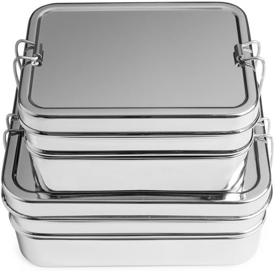 Lunchbox 3in1 BIG - Grosse Three-in-one Brotdose aus Edelstahl - 100% BPA frei, fest verschliessbar,