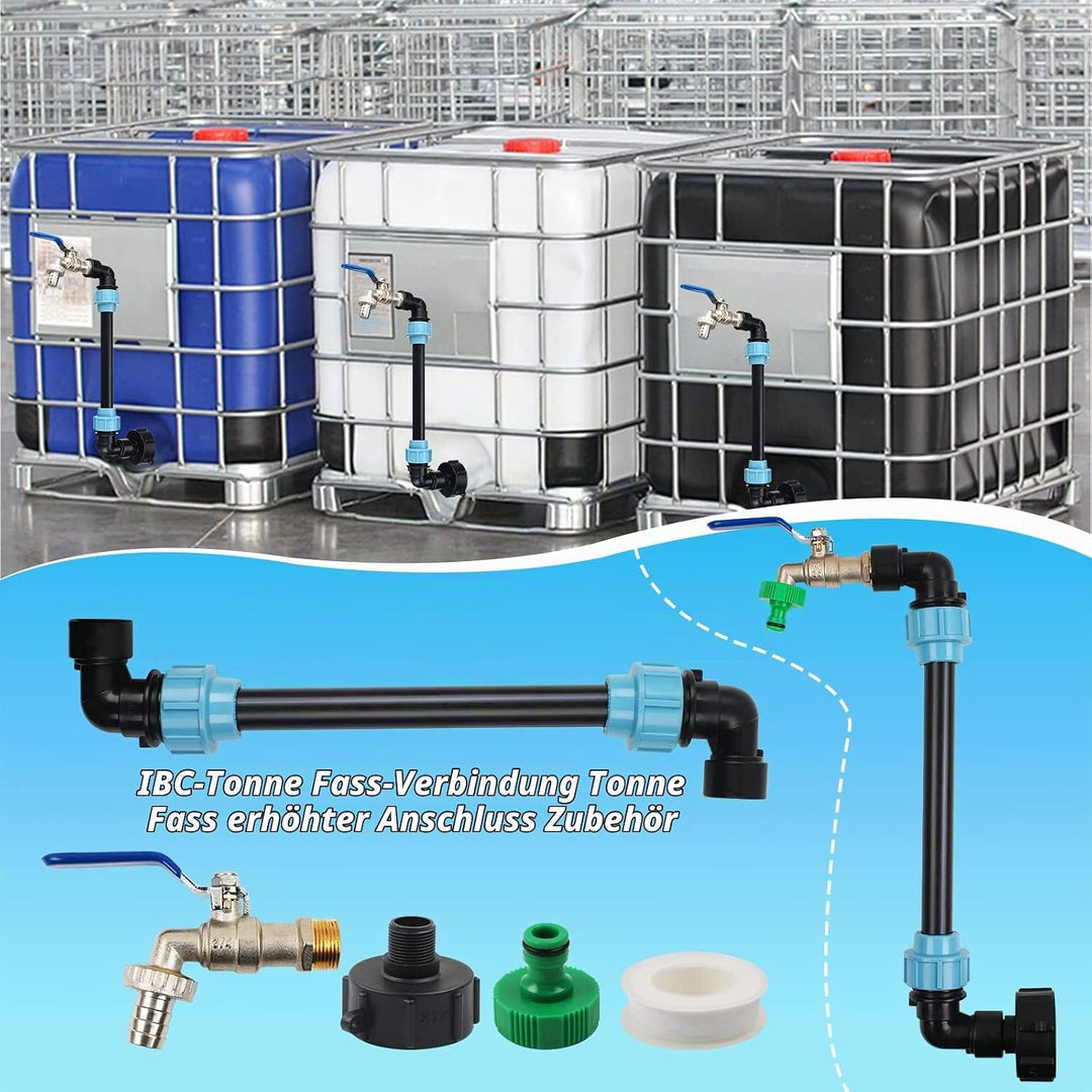 STEEIRO IBC Schwanenhals 3/4" Auslaufhahn,IBC Adapter Tank Ventil Auslaufhahn Wasserhahn für Regenwa