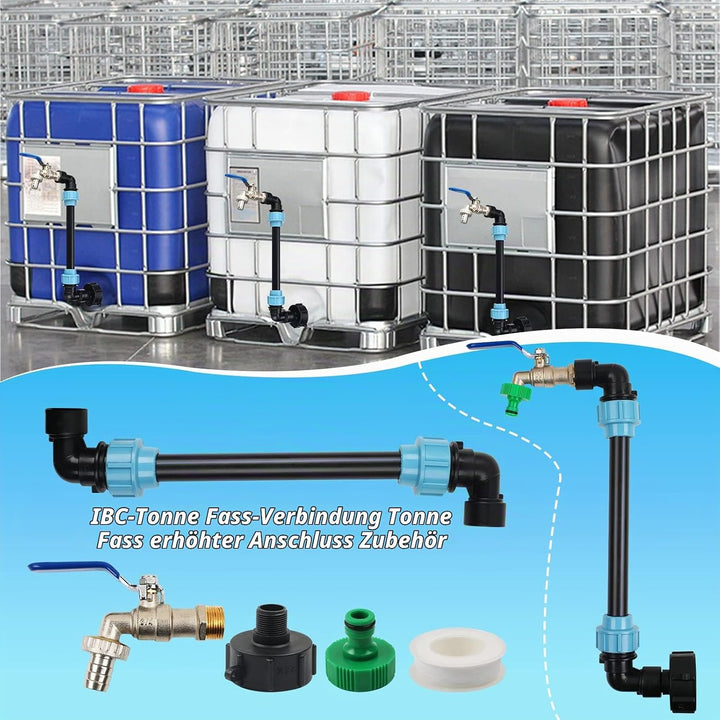 STEEIRO IBC Schwanenhals 3/4" Auslaufhahn,IBC Adapter Tank Ventil Auslaufhahn Wasserhahn für Regenwa