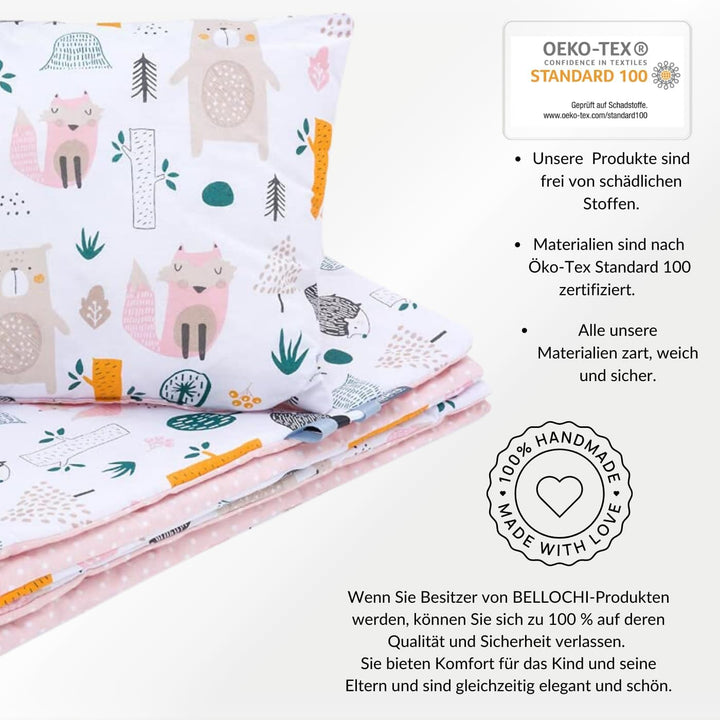 Bellochi Multifunktional Baby Decke Set - Doppelseitig Baby Bettwäsche 75x100 cm und Kissen 30x40cm