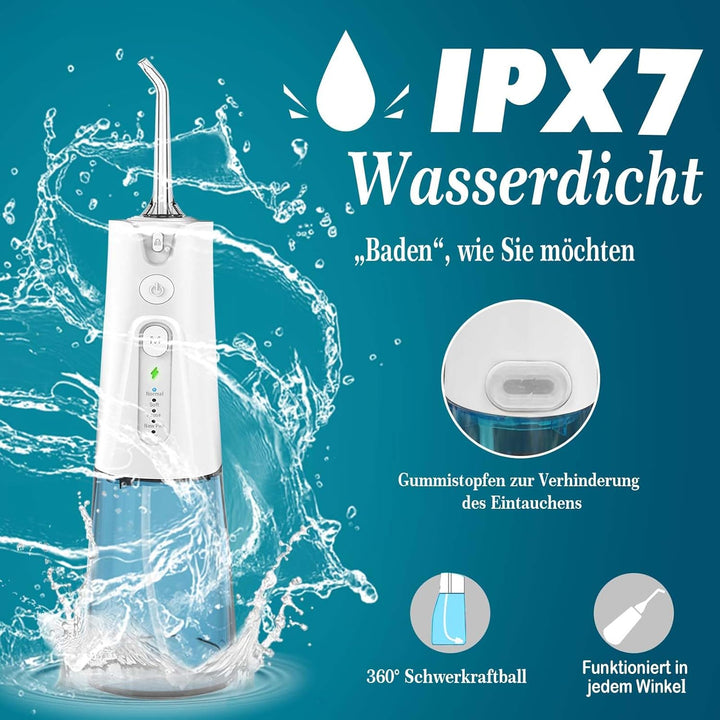 SURFOU Munddusche Kabellos Mundduschen 230ML 5 Modi 7 Düsen, Mundduschen Reise Water Flosser IPX7 Wa